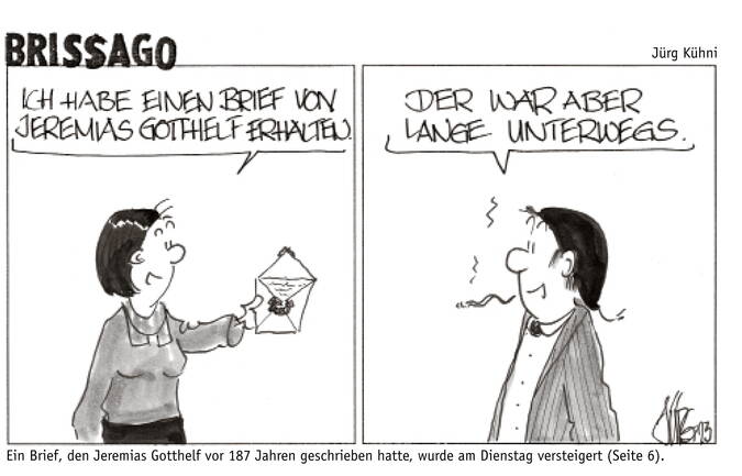 Cartoon "Brissago" zum Gotthelf Brief in der Wochen-Zeitung