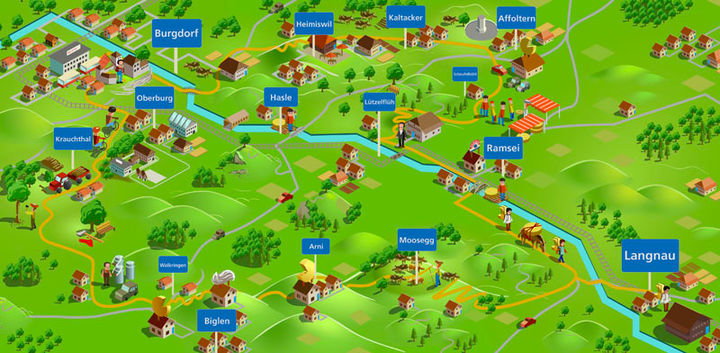 Plan der Emmentaler Käseroute