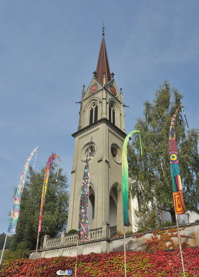 Der neugotische Kirchturm Der neugotische Kirchturm